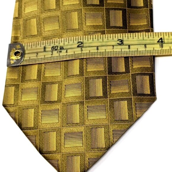 Impermeable by Weatherproof Gold Silk Tie Black 7 fold Handmade Bright Bold - Picture 9 of 9